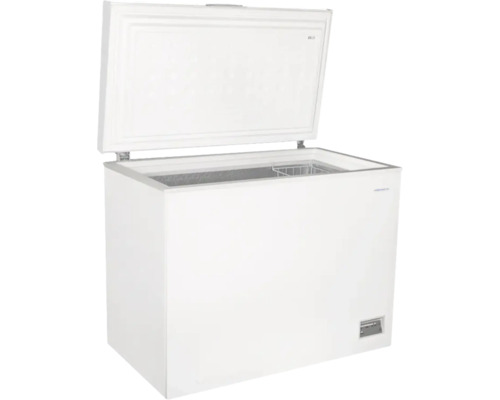 Congélateur coffre avec couvercle ouvert