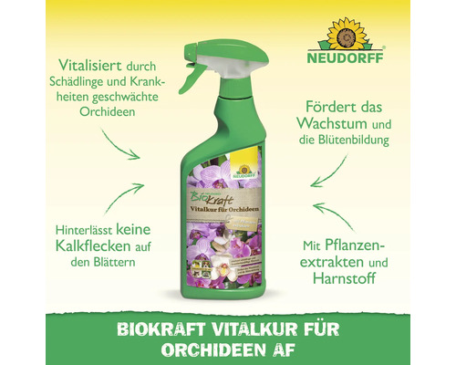 Neudorff Biokraft Vitalkur für Orchideen in einer Sprühflasche.