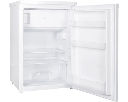 Réfrigérateur blanc ouvert avec étagères