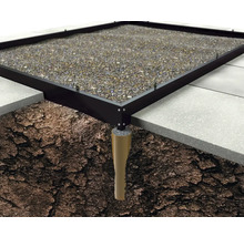 Sous-construction pour dalles de terrasse avec gravier et profilé de sol