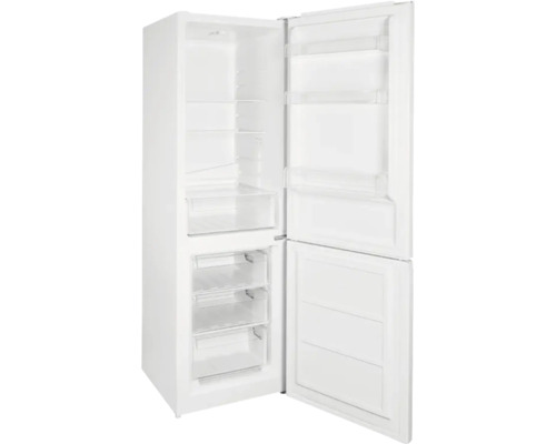 Réfrigérateur ouvert avec compartiment congélateur et étagères