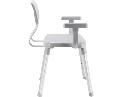 Chaise de douche avec accoudoirs et dossier, hauteur réglable