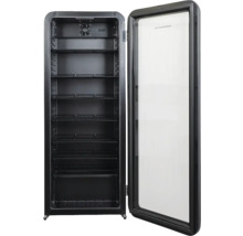 Getränkekühlschrank mit Glastür und mehreren Regalböden.