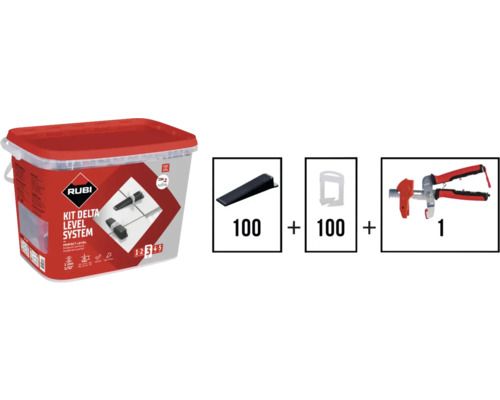 Fliesen Nivelliersystem Set mit 100 Keilen, 100 Laschen und einer Zange