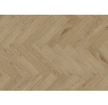 Surface de plancher en bois clair avec motif à chevrons.
