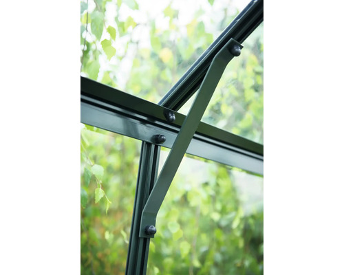 Detailansicht des Fensteröffners eines Gewächshauses