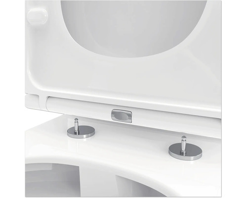 Vue détaillée d''un couvercle de toilette avec fermeture amortie et fixation