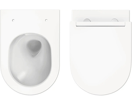 WC suspendu à fond creux avec abattant vu de dessus