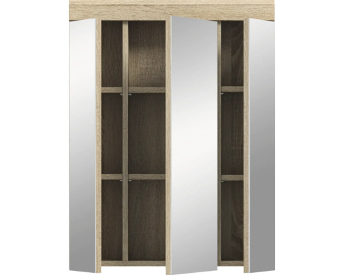 Offener Spiegelschrank aus Holz mit Einlegeböden