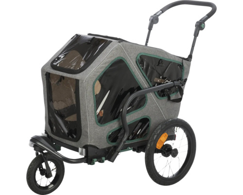 Grauer Hundeanhänger mit Fenstern und Griff