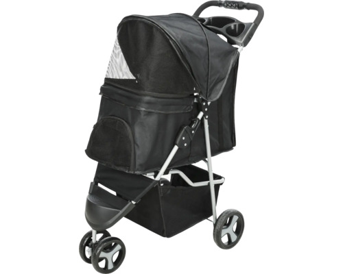 Schwarzer Hundebuggy für den sicheren Transport von Haustieren