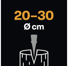 Symbole pour longueur du bois de 20 à 30 centimètres