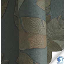 Rouleau de papier peint avec motif de feuilles et sceau Aqua Grip Technology.
