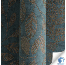 Papier peint vinyle bleu avec motif de feuilles et symbole Aqua Grip Technology