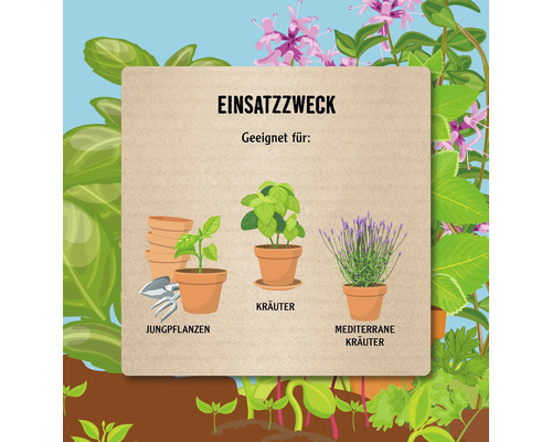 Verwendungszweck: Geeignet für Jungpflanzen, Kräuter und mediterrane Kräuter.