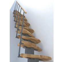 Raumspartreppe mit Holzstufen und Metallgeländer