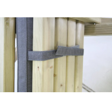 Vue détaillée d''une construction en bois avec fixation de rembourrage