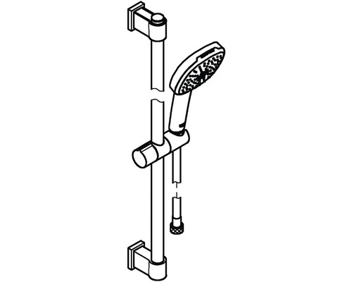 Barre de douche avec douchette à main