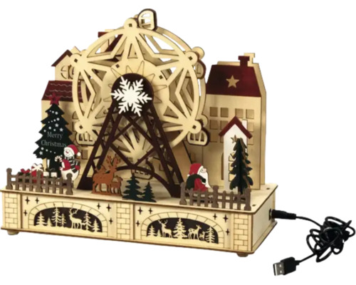 Weihnachtsdekoration mit Riesenrad und Weihnachtsmotiven