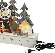 Weihnachtsdekoration mit Riesenrad, Haus und USB-Kabel