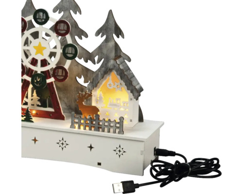 Weihnachtsdekoration mit Riesenrad, Haus und USB-Kabel