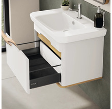 Meuble sous-lavabo avec tiroir ouvert et lavabo