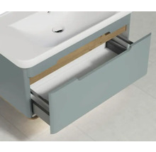 Meuble sous-lavabo avec tiroir ouvert