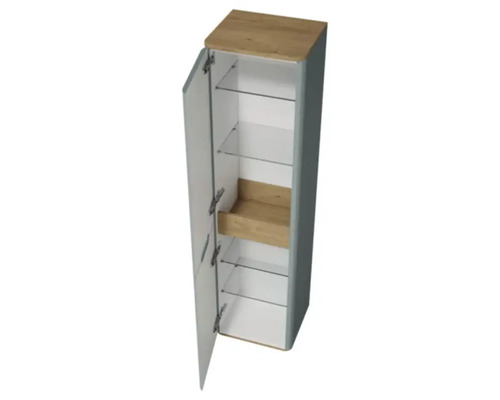 Badezimmerschrank mit Tür, Glasablagen und Schublade