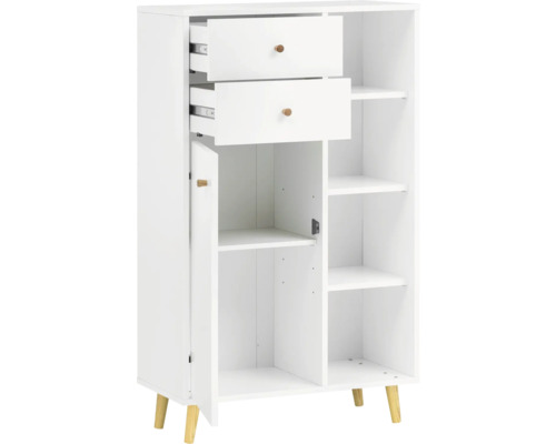 Armoire multifonctionnelle blanche avec tiroirs et étagères