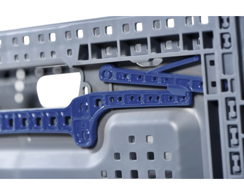 Vue détaillée d''un conteneur en plastique avec mécanisme de verrouillage