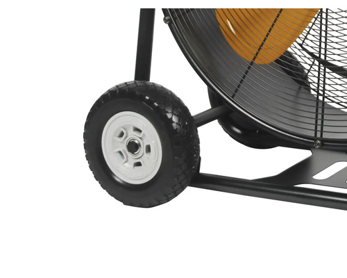 Vue détaillée d''un ventilateur avec des roues pour un transport facile