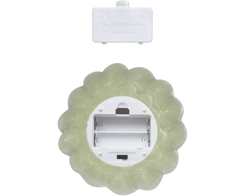 Arrière d''une lampe décorative LED avec compartiment à piles pour deux piles AA