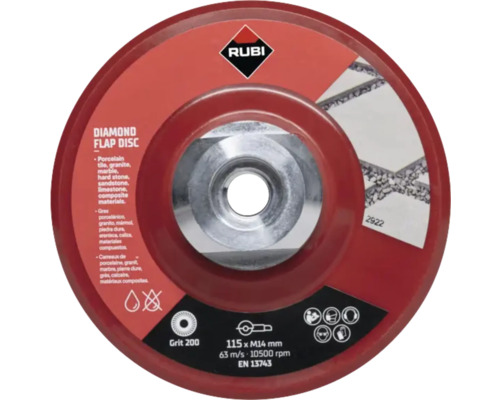 Disque à lamelles diamant Rubi pour carrelage, granit, marbre et pierre dure, 115 x M14 millimètres