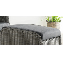 Tabouret de jardin en rotin avec coussin gris