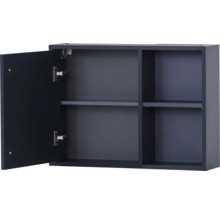 Armoire murale ouverte avec compartiments et porte