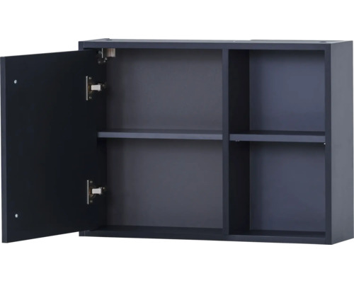 Armoire murale ouverte avec compartiments et porte