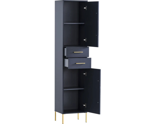 Armoire haute avec deux tiroirs et plusieurs compartiments