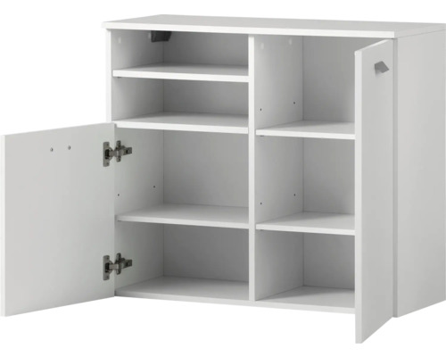 Étagère à chaussures blanche avec étagères et porte