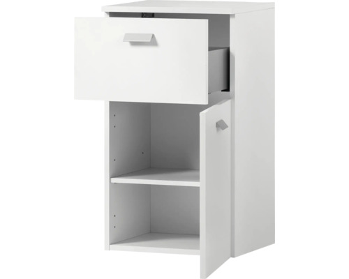 Meuble de salle de bains blanc avec tiroir et porte