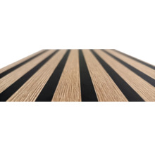 Panneau acoustique aspect bois avec rayures noires