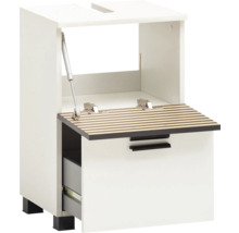 Meuble sous-lavabo blanc avec fonction bascule et tiroir