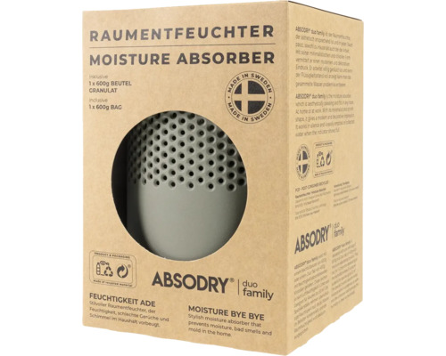 Absodry Raumentfeuchter Duo Family inklusive Granulatbeutel in Kartonverpackung