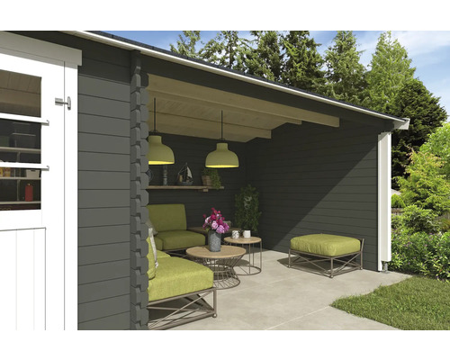 Paroi latérale Outdoor Life pour abri de jardin Tampa St, Louis Jelle 295 x 182,4 cm vert gris Abri de jardin avec terrasse couverte et mobilier de jardin