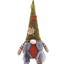Dekorative Herbstfigur Zwerg mit Cordhut und Ahornblättern