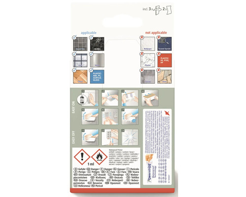 Informations sur l''applicabilité du produit sur différentes surfaces et instructions de montage étape par étape.