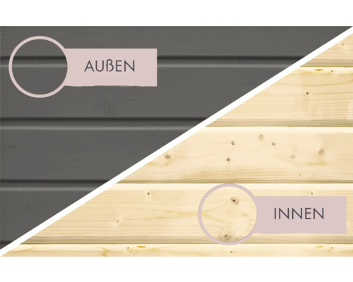 Paroi en bois, extérieur enduit, intérieur non traité