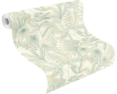 Rouleau de papier peint avec motif de feuilles tropicales