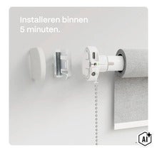 Elektrischer Rollomotor zur Nachrüstung für Kettenzugrollos mit einfacher Wandmontage in fünf Minuten (Image AI modified or generated)
