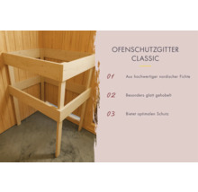 Ofenschutzgitter Classic aus hochwertiger nordischer Fichte, glatt gehobelt für optimalen Schutz