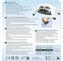 Détails de la pompe à air d''aquarium Tetra APS 150